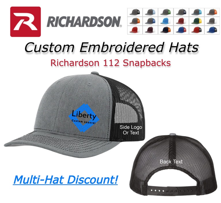 Custom Embroidered Hats | Richardson 112 Trucker Caps | Custom Business Logo | Personalized Hats | Branded Hats | Employee Gift