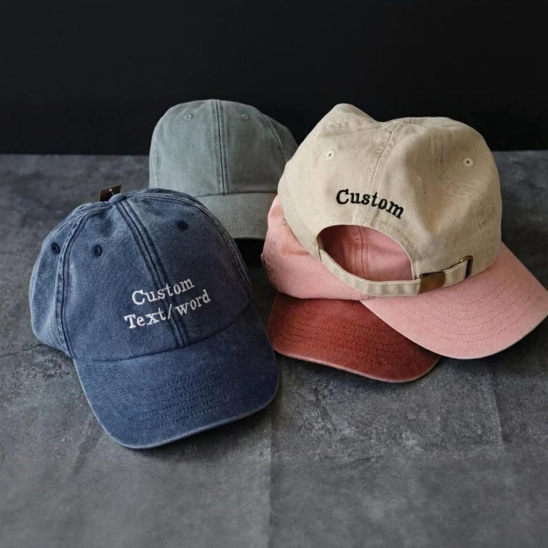 Personalised Embroidered Unisex Cap With Your Text - Best Man Gift - Custom Stag or Hen do - Monogram Caps Gift For Her, Business Party Gift
