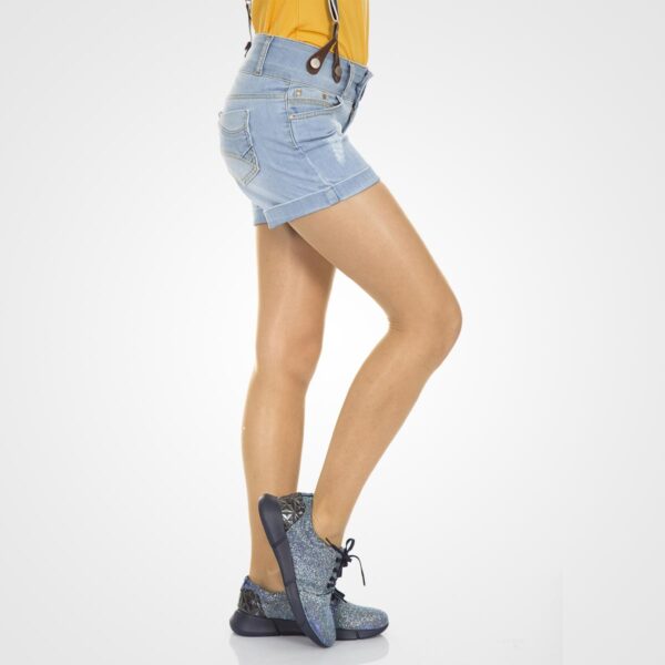 Denim Jean Shorts High Waist Frayed Hem