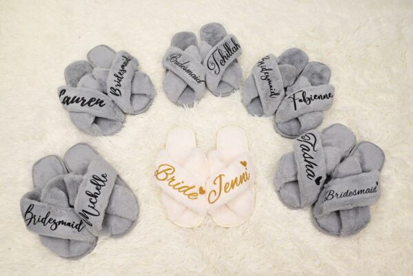 Bride and Bridesmaid Fluffy Slippers - Image 11