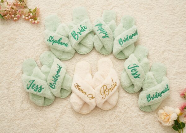 Bride and Bridesmaid Fluffy Slippers - Image 8