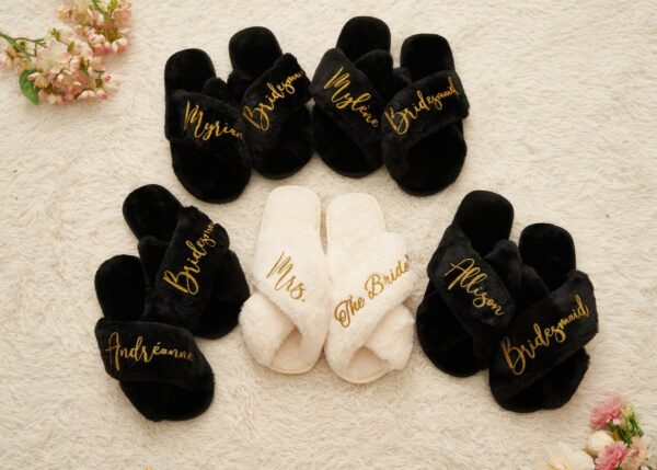 Bride and Bridesmaid Fluffy Slippers - Image 7